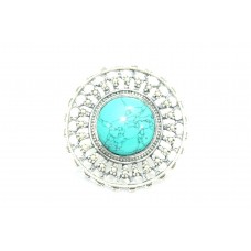 Handcrafted Ring Traditional Women 925 Sterling Silver Blue Turquoise Gem Stone